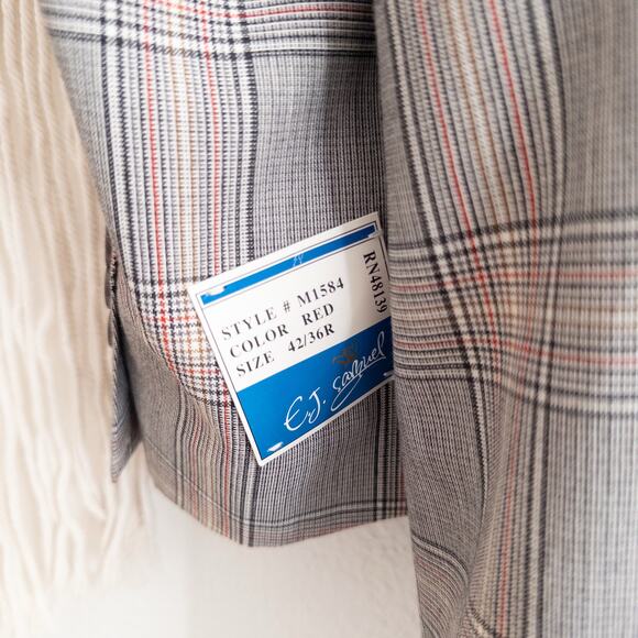 E.J. Samuel Plaid Single Breasted Blazer Size 42R NWT - Picture 8 of 13